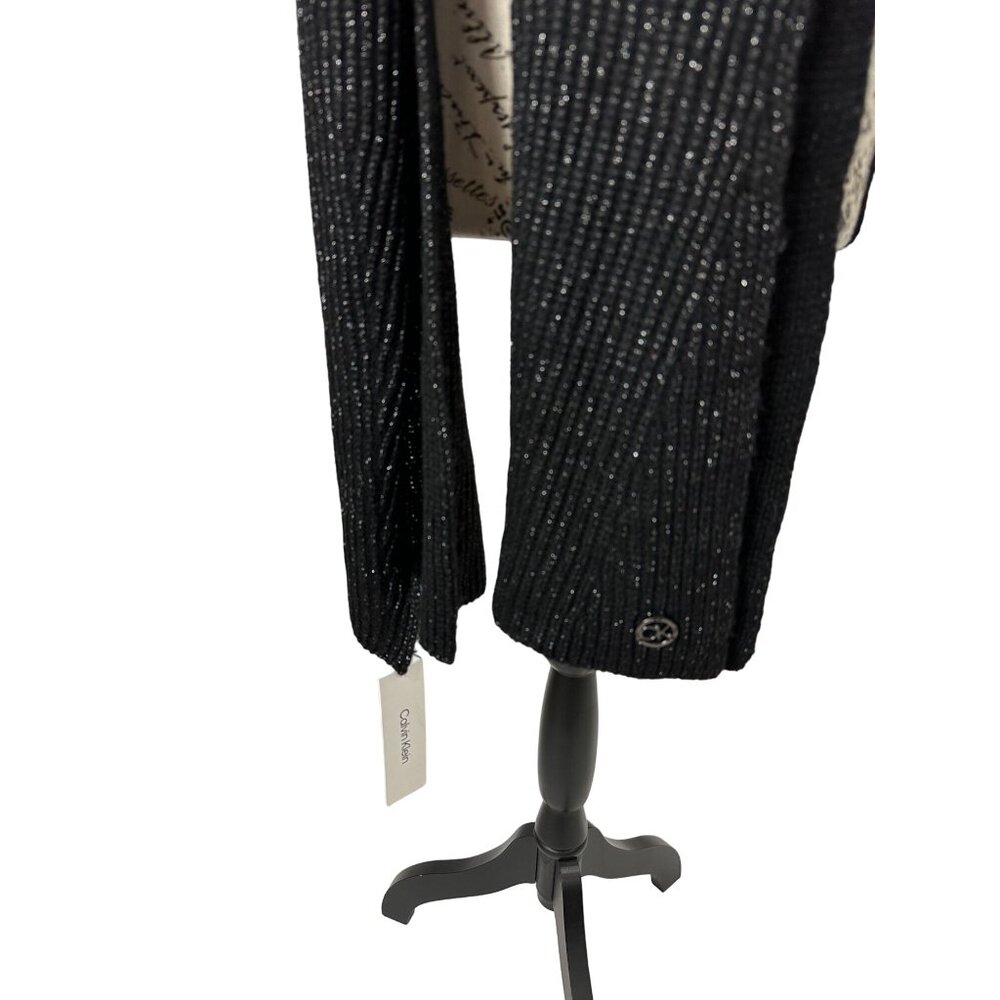 Calvin Klein Women's Metallic Ribbed Scarf, Black, One Size - Picture 3 of 4